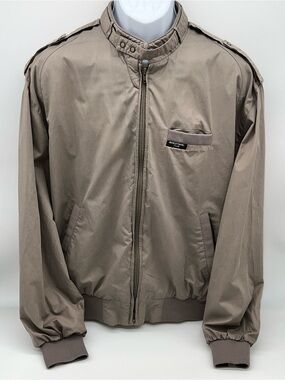 Men's Gray/Taupe-Style Bomber Jacket with Stand Collar-Size XXL